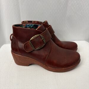 Alegria Boots Womens 8 Symone Chestnut Brown Ankle Wedge Leather Bootie 38